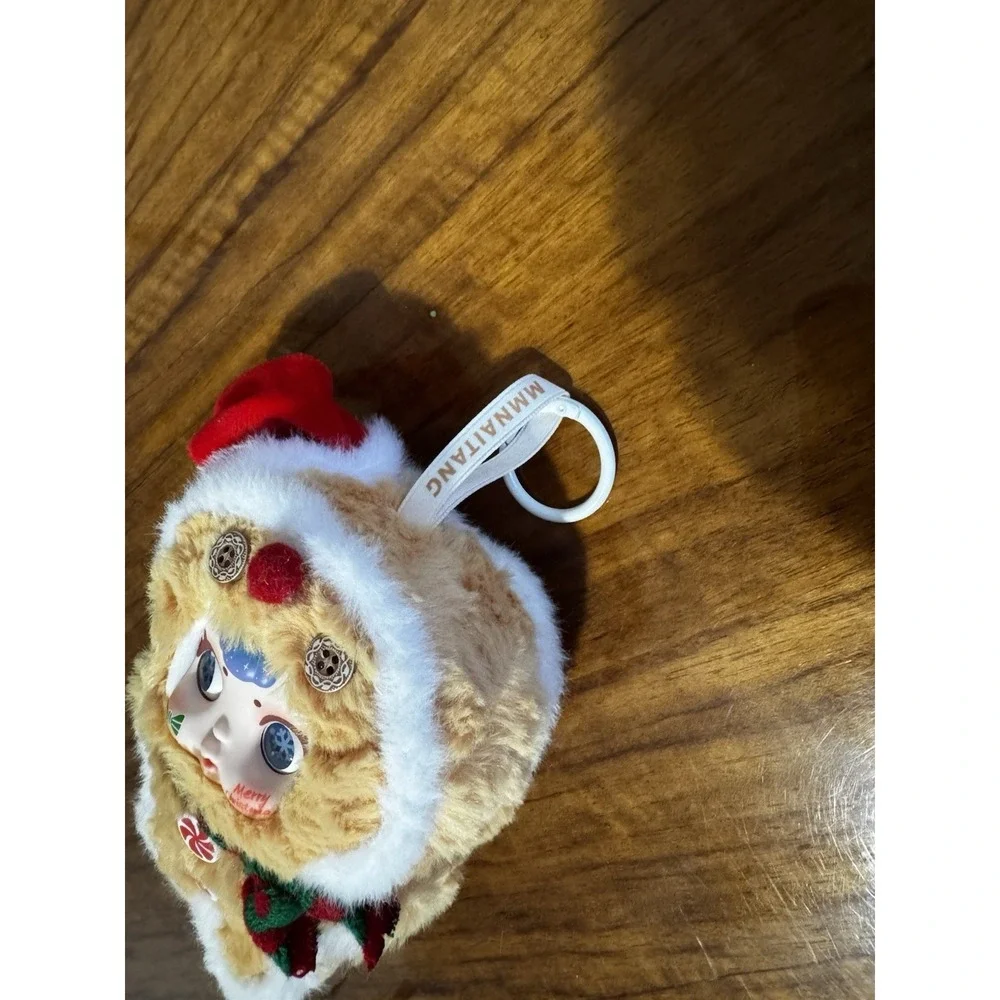 MINNATANG Mini Bear Plush Keychain Brown White Santa Hat Scarf 2024 Christmas